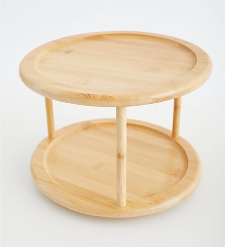 Janset Bambu iki katlı dönen sunumluk,baharat standı,kurabiye standı,sunum tabağı