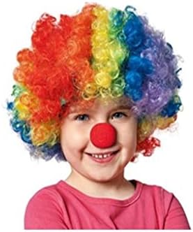 Unisex Renkli Palyaço Peruk Saç Bonus Ve Burun Seti