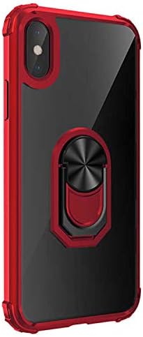 X için Kılıf Grande Clear Ring Holder Kırmızı [ X ile Uyumlu Kılıf - Kırmızı]