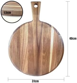 Akasya Saplı Yuvarlak Sunum ve Kesme Tahtası - Akasya Peynir Sunum Tahtası 40 * 31 * 1.5cm