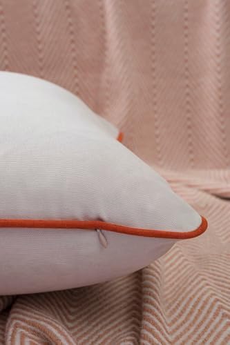 Renk Seçenekli Turuncu Biyeli Açık Gri Kırlent Kılıfı Dekoratif Düz Sade Panoroma Panbiy Gri Turuncu 45X45