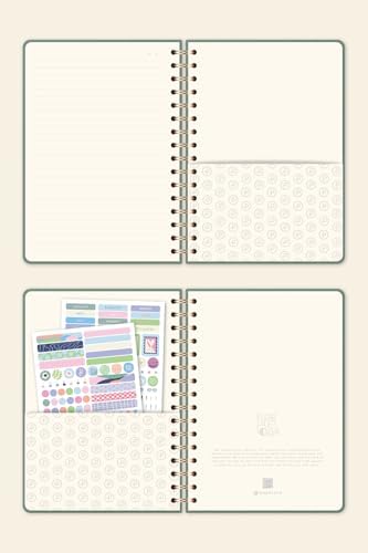 A5 Spiralli Sert Kapak Çizgili Tarihsiz Not Defteri Yeşil