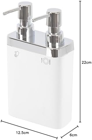 2'Li Sıvı Sabunluk, 6 x 12.5 x 22 cm, Beyaz (M-E11-01)
