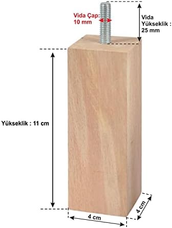 Ahşap Mobilya Koltuk Kanepe Ayağı Vida Çapı 10 mm
