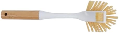 Çift Taraflı Bambu Saplı Temizlik Fırçası (Beyaz)