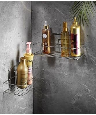 Yapışkanlı Banyo Düzenleyici Şampuanlık Duş Rafı Krom 2 Adet Tş-01