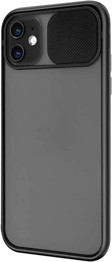 11 ile Uyumlu Arkası Mat Yapıya Sahip Sürgülü Kamera Korumalı Silikon Kılıf (Siyah)
