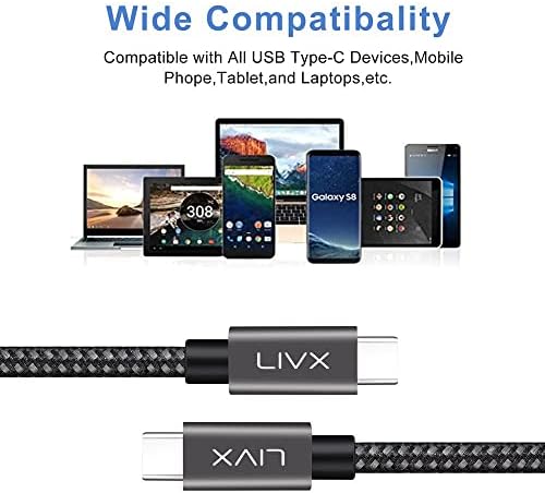 100W 5A PD2.0 Type C to Type C Hızlı Şarj ve Data Kablosu 2 Metre Halat Örgülü Space Gray LVA-TCT