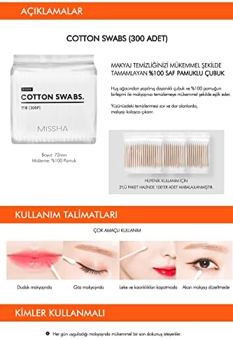 Çift Taraflı Yüzde Yüz Saf Pamuklu Çubuk Cotton Swabs 300 Adet