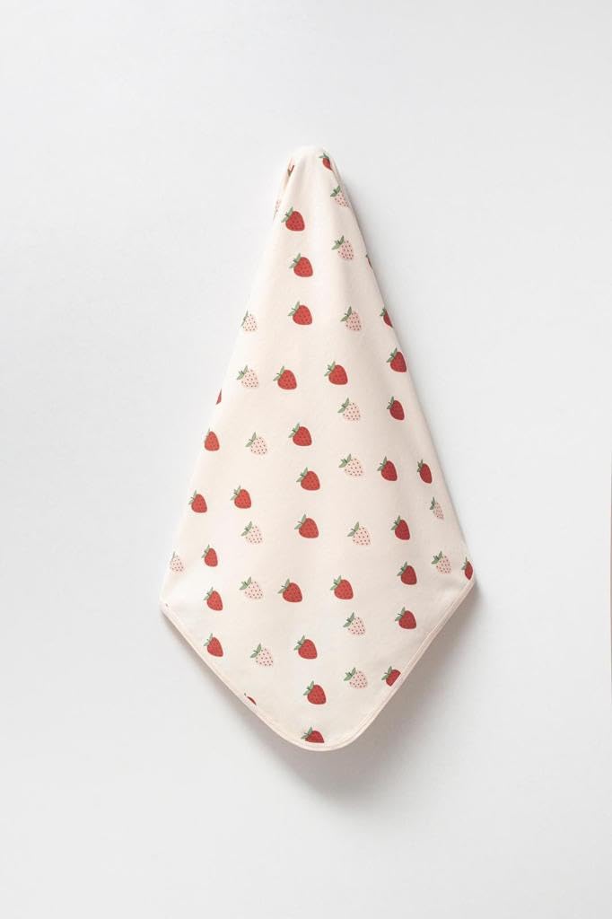 %100 PAMUK BASKILI, ÇİFT KATLI BEBEK BATTANİYESİ (ÇİLEK)