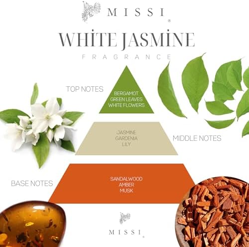 MİSSİ 180 ml Yeşil Cam Şişe Çiçek Bambu Çubuklu Jasmin Oda Kokusu