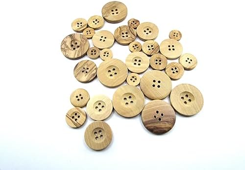 Tahta Dikme, 4 Delik Yazı Model, Doğal Ahşap, Zeytin Ağacı,100 Adet 15mm-24L