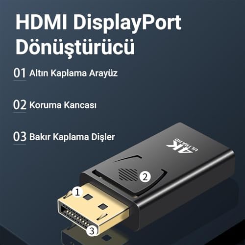4K 30Hz DisplayPort to HDMI Çevirici Dönüştürücü Adaptör