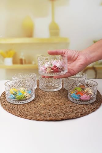 Lüx Kristal Büyük Cam Sunum Seti 6'lı, Kristal Kesme Cam Dondurmalık ve Tatlı Sunum, 9 cm x 5 cm