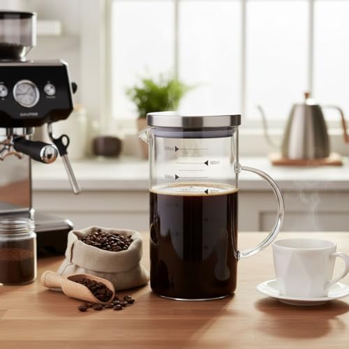 1100ml Metal Kapaklı Cam Yağlık ve Ölçü Kabı – Dayanıklı ve Şeffaf Sıvı & Kuru Malzeme Ölçme Kabı | Mutfak İçin Hassas Ölçüm ve Saklama Çözümü 1100ml - Cam Sürahi Ölçü Kabı