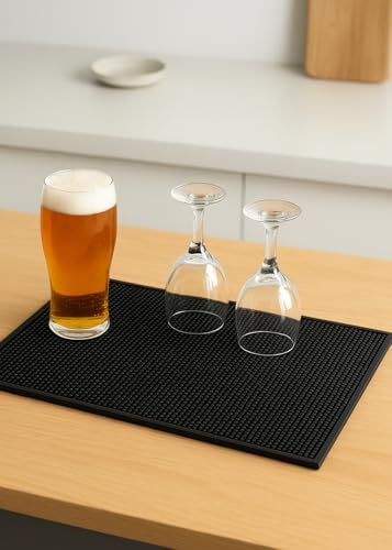 Silikon Bar Matı, Siyah, Kaymaz Tezgah ve Bulaşık Kurutma Matı, 43x29 cm, Mutfak ve Bar için