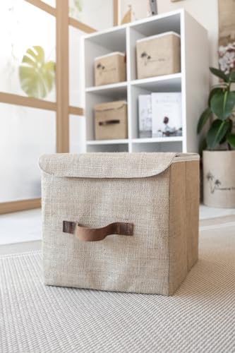 Jüt Dolap İçi Organizer Takı, Makyaj, Banyo, Ofis Düzenleyici Kapaklı Saklama Kutusu 20x20x20 cm