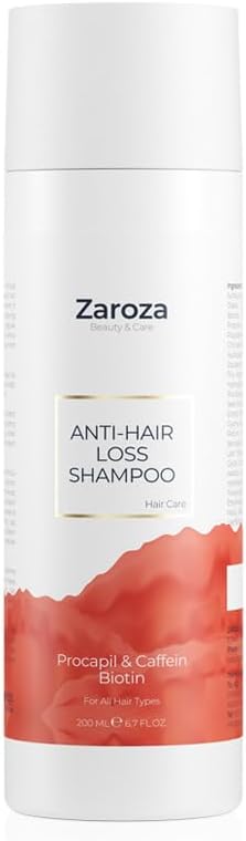 Zaroza Saç Dökülmesine Karşı Şampuan, Erkekler ve Kadınlar için DHT Engelleyici Şampuan, , Kafein, Procapil ile Besleyici ve Saç Kalınlaştırıcı - Sülfatsız - İncelen Saçlar için Sağlıklı Büyüme