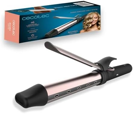 Cecotec Bamba SurfCare Curly Sphere Saç Maşası, 28 mm Seramik ve Turmalin Silindir, Daha Az Elektriklenme, LCD Ekran, 120-210°C, 360° Döner 1,8 m Kablo, Otomatik Kapanma, Soğuk Uç