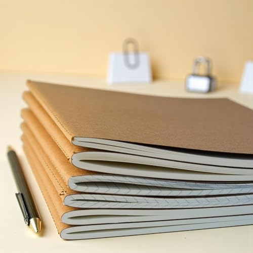 4 Adet Çizgili Terzi Dikişli Not Defteri, A5 Boyut, 40 Yaprak Planlama Ofis İçin İdeal, Planlayıcı (Kapak Tasarımı)