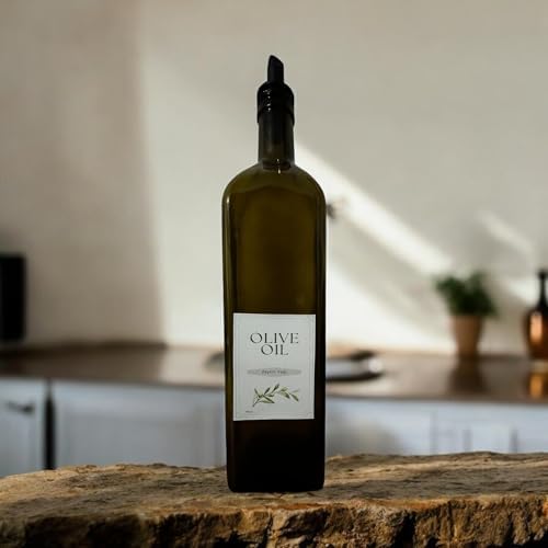 1 Litre Cam Zeytinyağı Şişesi – Sızdırmaz Kapaklı, Şık Tasarım,Modern Etiket, Zeytinyağınızı Taze Tutmanın En Doğal Yolu