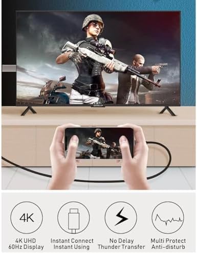 Onezero ZR-627 MT57 4K 60hz HDMI Çevirici i-Phone 15 ile Uyumlu Kablo Type-C Thunder-bolts Altın Uçlu