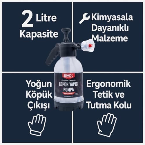 SMX Köpük Yapıcı Pompa 2 Litre Kapasiteli Boş Şişe,Kimyasal Dayanımlı Basınçlı Pompa, Ergonomik Kullanım