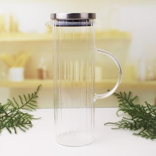 1000ml Metal Kapaklı Borosilikat Cam Yağlık & Sürahi – Şık, Dayanıklı ve Sağlıklı Saklama Çözümü (8cm x 20cm)