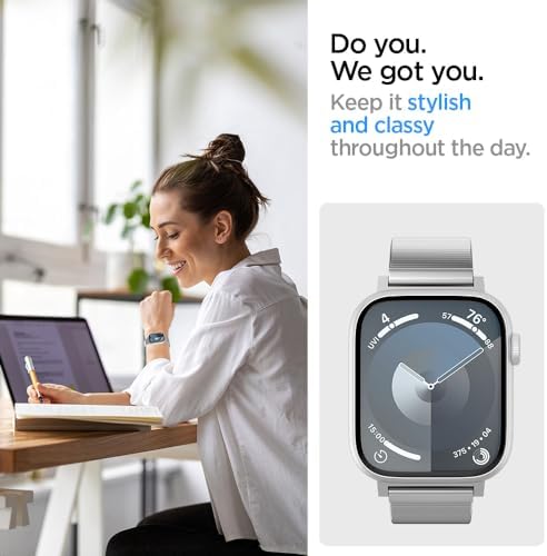 42mm Seri 11/10-41mm Seri 9/8/7-40mm Seri SE/3/SE2/SE/6/5/4 ile Uyumlu Kordon Kayış Band Sleek Link Silver - AMP07225