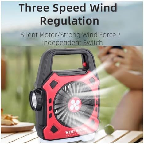 Çok Fonksiyonlu Şarjlı Fanlı Kamp Lambası, Taşınabilir Işık, Kamp Yürüyüş Balıkçılık Acil Durum Deprem USB Şarj Edilebilir Vantilatör Fanlı Kamp Işığı