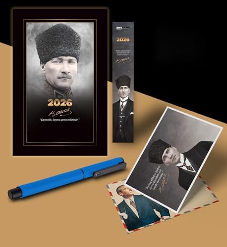 2026 Komutan Atatürk Ajandası Ayraç Kartpostal Kalem - Mavi