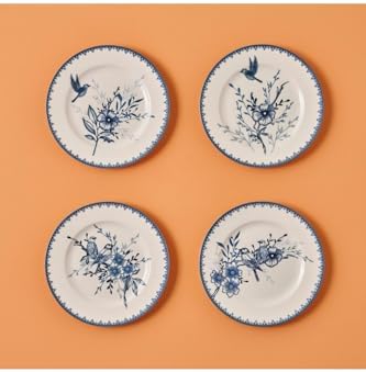 Bleu Blanc Porselen 4'Lü Pasta Tabağı Mavi (21 Cm)