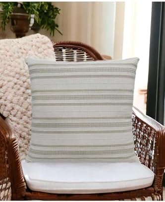 Buldan Dokuma Tasarım%100 Pamuklu 45X45Cm Kırlent Kılıfı Krem Bej-Yeşil