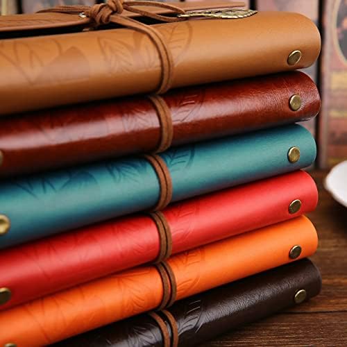Retro yapraklı not defteri, klasik PU deri kapak, seyahat defteri, travel journal, günlük, seyahat günlüğü, doldurulabilir eskiz defteri,, 105 x 145 mm