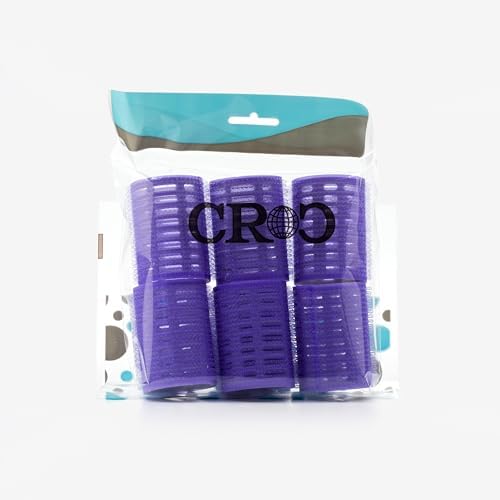 Croc 1215 Büyük Boy Bigudi 6Lı (Cırtlı - Yapışkanlı Bigudi) Mor Çap: 4.5Cm