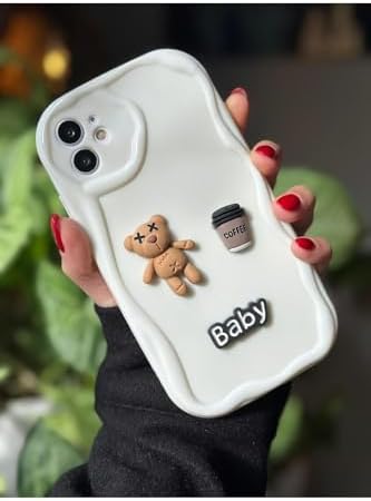 11 ile Uyumlu Krem Baby Tasarımlı Yumuşak Silikon Kamera Korumalı Ayıcıklı Kılıf