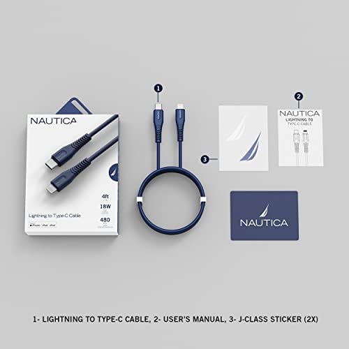 USB C - Lightning Kablosu, Tip C - Yıldırım Kablosu, USB C Şarj Cihazı, MFi Onaylı, Hızlı Şarj Cihazı, 13/12 Pro Max/11/X/XS/XR, iPad,, 4 Ft. (Lacivert) için Şarj Kablosu