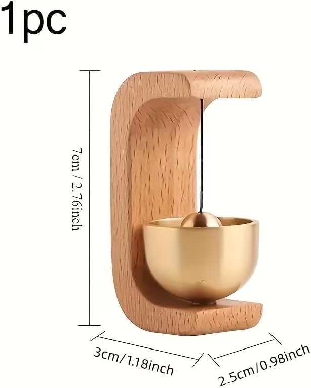 Masif Ahşap ve Pirinç Kapı Zili Rüzgar Çanı (Manyetik) | Yapıştırıcılı/Cam Kapı Uyumlu | Minimal Dekoratif Kapı Çanı | Ev Ofis Dükkan Giriş Zili