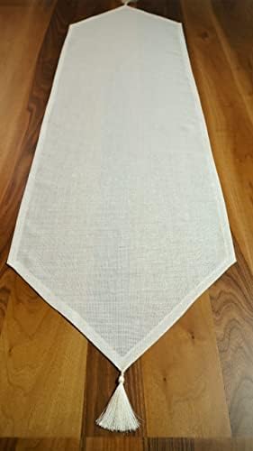 Viemso Simli Runner Püsküllü, Kırık Beyaz, 45x150cm