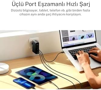 140W Şarj Adaptör Telefon Laptop Destekli 3 Type-C + 1 Usb 140W Gan Turbo Hızlı Şarj