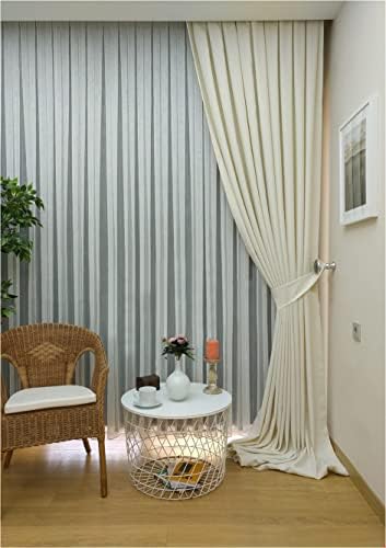 Ekru Düz Renk Fon Perde, Pilesiz Düz Dikim, Tek Kanat 80 x 250 cm