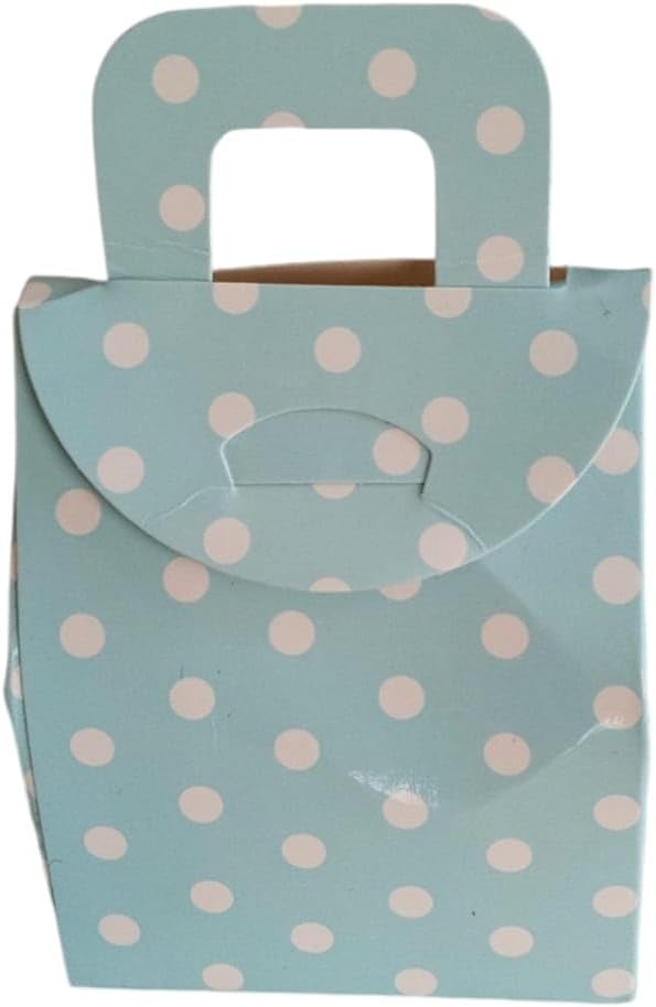 Hediyelik Çanta Mavi Puanlı Kutu Şeker Kutusu Kına Kutusu Lokum Kutusu 25 Adet