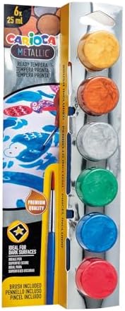 METALİK TEMPERA SULUBOYA SÜPER YIKANABİLİR FIRÇALI 6 * 25 ML 6 RENK KARIŞIK