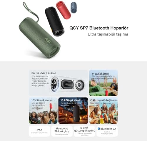 QCY SP7 RGB Bluetooth Hoparlör Siyah