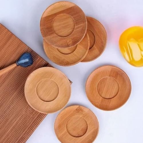 Bambu Yuvarlak Çay Tabağı Bardak Altlığı 6 'lı Set, Dekoratif Bambu Altlık