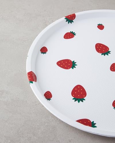 Strawberries Plastik Tepsi Beyaz - Kırmızı, 36 x 30 x 10 cm