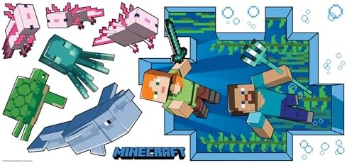 RMK5005GM Minecraft Dev Soy ve Yapıştır Duvar Çıkartması, Mavi, Pembe, Yeşil