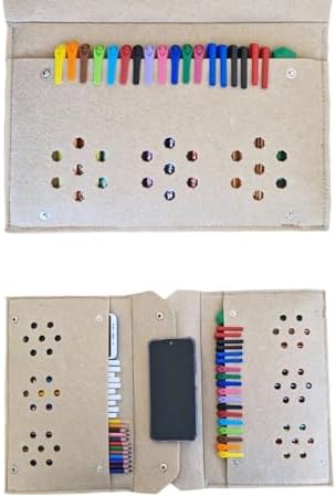 Keçe Kalemlik ve Tablet Organizer Çanta – 4 Bölmeli, A4 Boyut, Çok Amaçlı Defter Boya Düzenleyici Çanta (açık kahve)