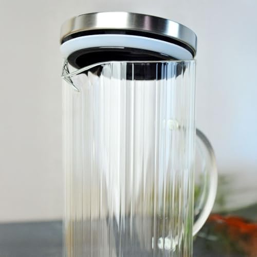 1500ml Metal Kapaklı Borosilikat Cam Yağlık & Sürahi – Şık, Dayanıklı ve Sağlıklı Saklama Çözümü (9cm x 23cm)