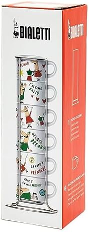 - 6'lı İstiflenebilir Cappuccino Fincan Seti - Karma Renkli - Porselen